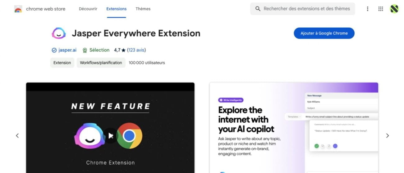 Extensions chrome IA - Jasper AI