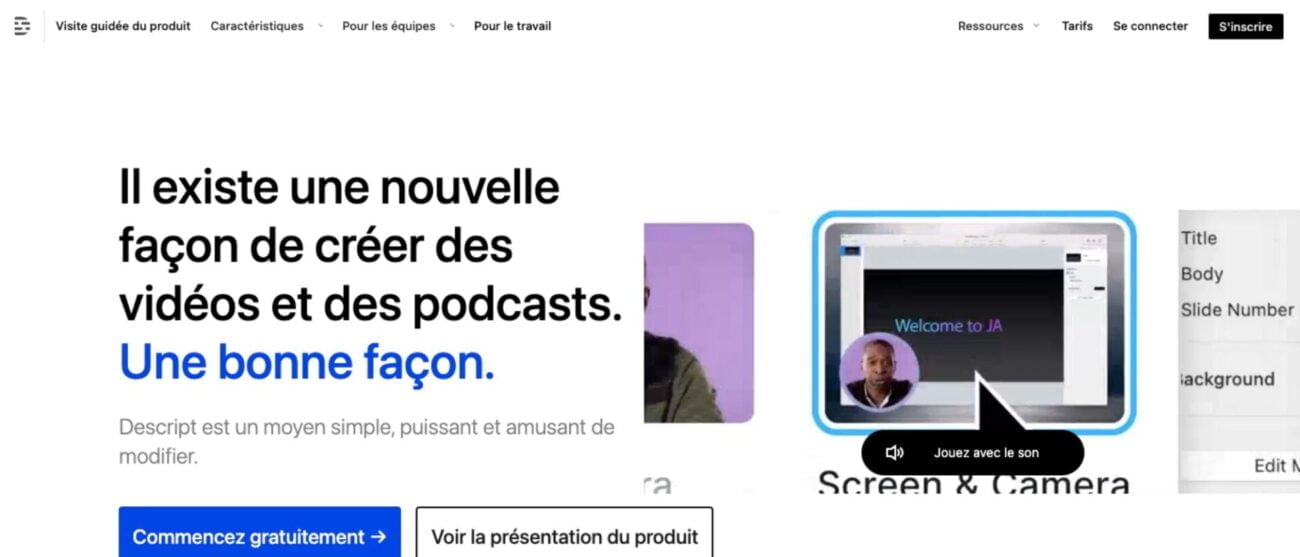 Outils IA pour créer des vidéos - Descript