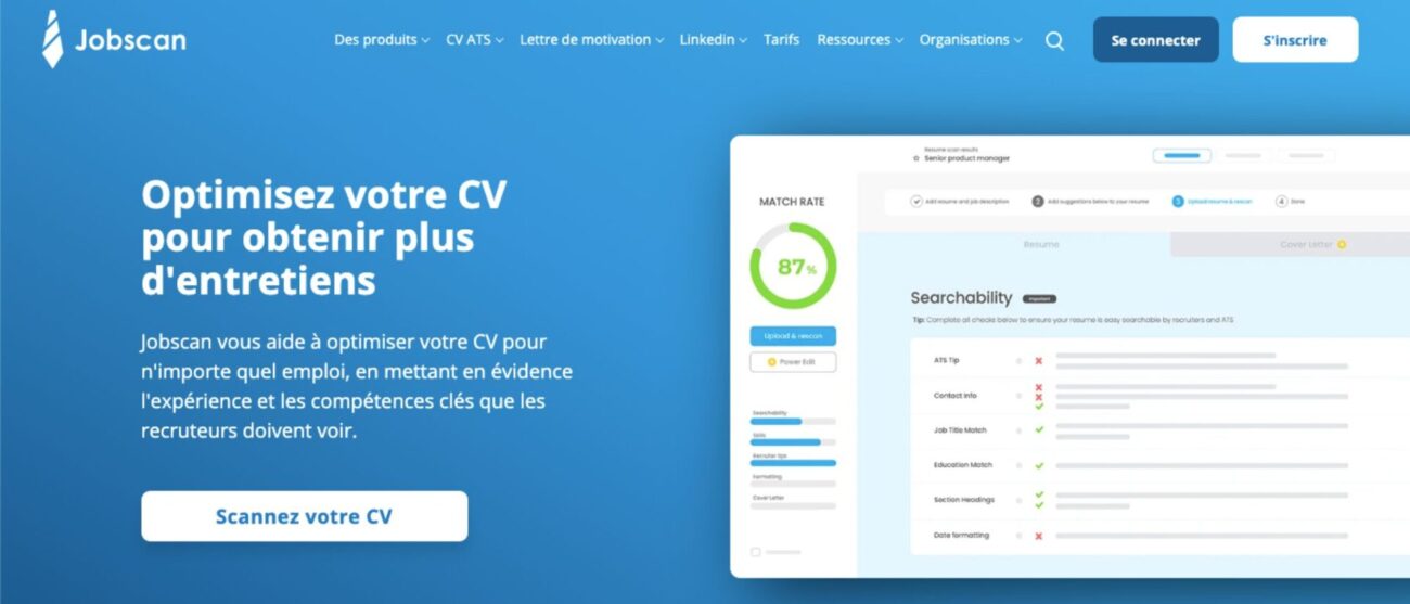 Outils IA pour la recherche d'emploi - jobscan