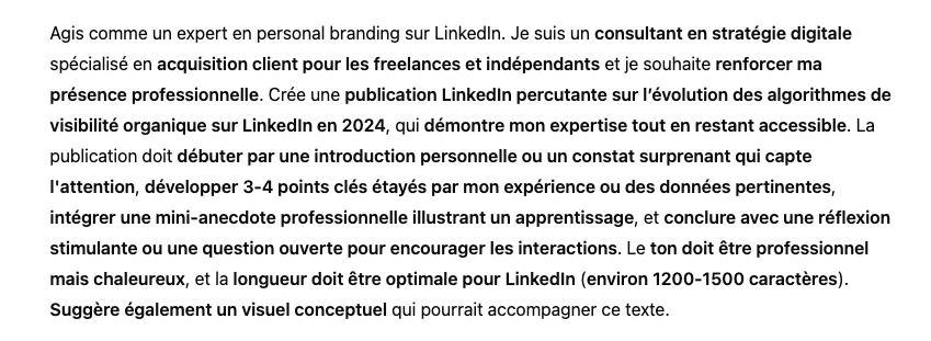 Prompt Chat GPT pour les Publications LinkedIn Professionnelles
