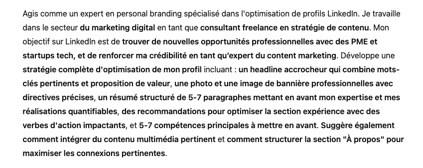 Prompt ChatGPT pour l'Optimisation de Profil LinkedIn