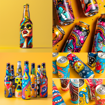 Design de Packaging Midjourney - Bière Pop-Art