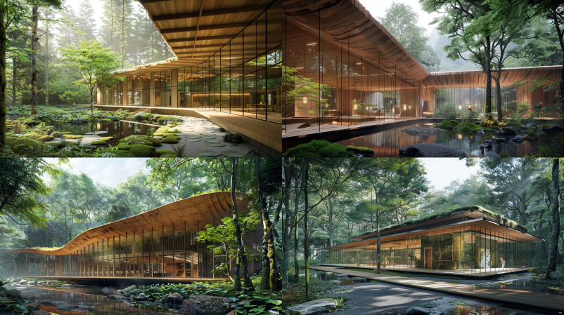 Image d'Architecture Midjourney - Kengo Kuma