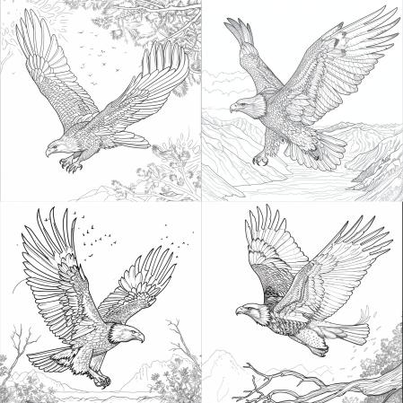 Midjourney Livre de Coloriage - Aigle Royal