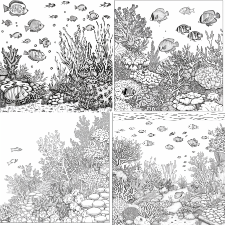 Midjourney Livre de Coloriage - Aquatique