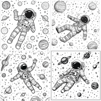 Midjourney Livre de Coloriage - Astronaute