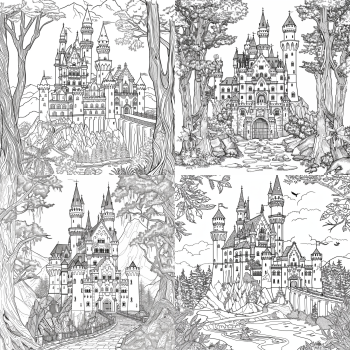 Midjourney Livre de Coloriage - Chateau