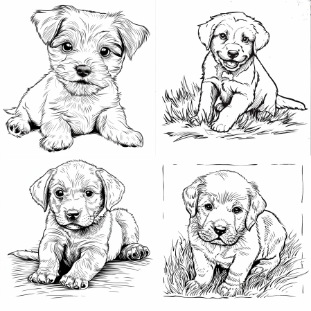 Midjourney Livre de Coloriage - Chien