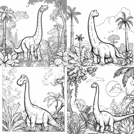 Midjourney Livre de Coloriage - Dinosaure