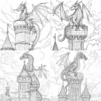 Midjourney Livre de Coloriage - Dragon