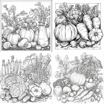 Midjourney Livre de Coloriage - Légumes