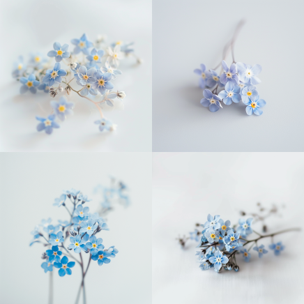 Midjourney pour l'Art Floral - Myosotis Bleue