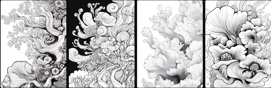 Prompt Midjourney pour Créer un Livre de Coloriage sur le Monde Sous-marin