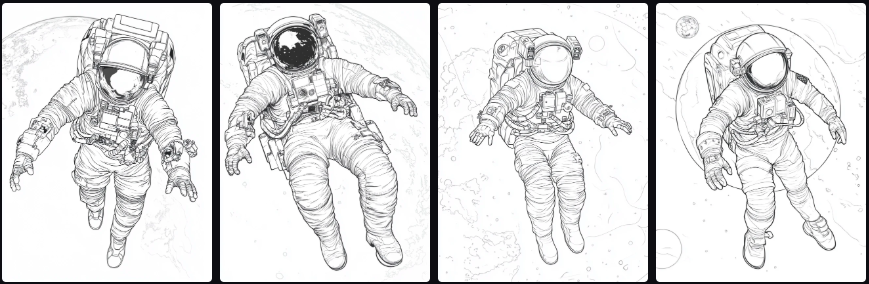 Prompt Midjourney pour Créer un Livre de Coloriage sur l'Espace