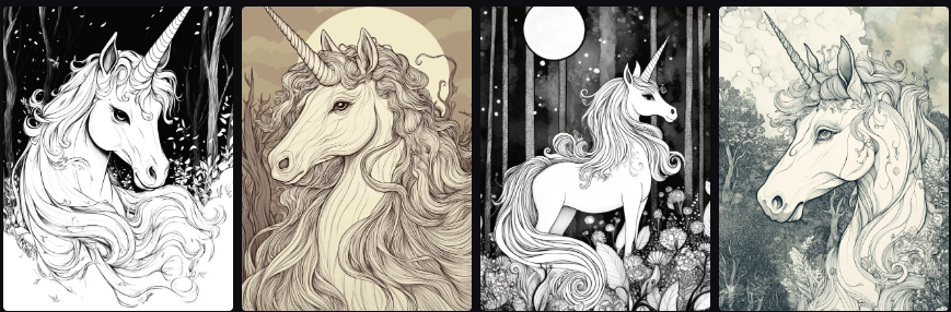 Prompt Midjourney pour Créer un Livre de Coloriage sur les Créatures Fantastiques
