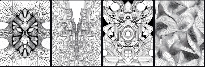 Prompt Midjourney pour Créer un Livre de Coloriage sur les Motifs Géométriques