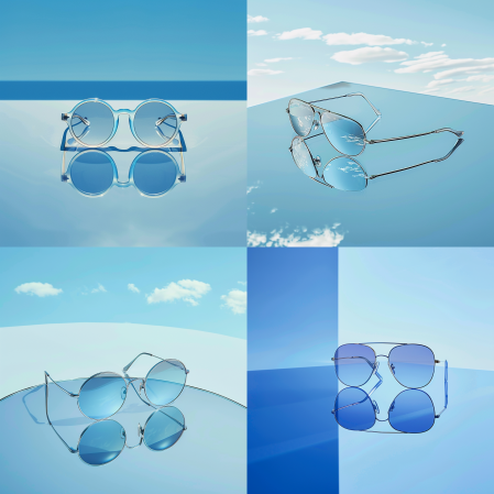 Photo produit Midjourney - Lunettes de soleil bleues