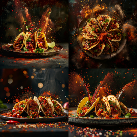 Photographie Culinaire Midjourney - Tacos Épices