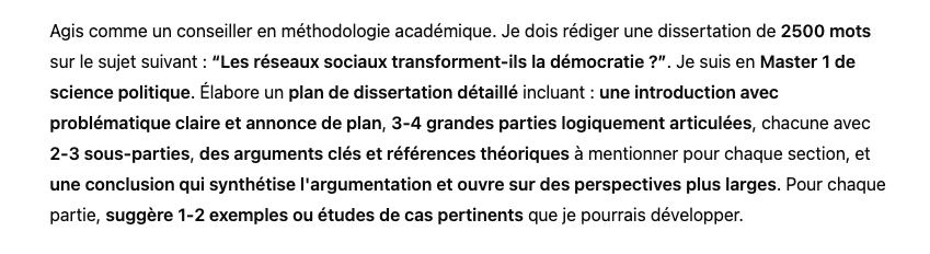 Prompt ChatGPT pour Créer un Plan de Dissertation