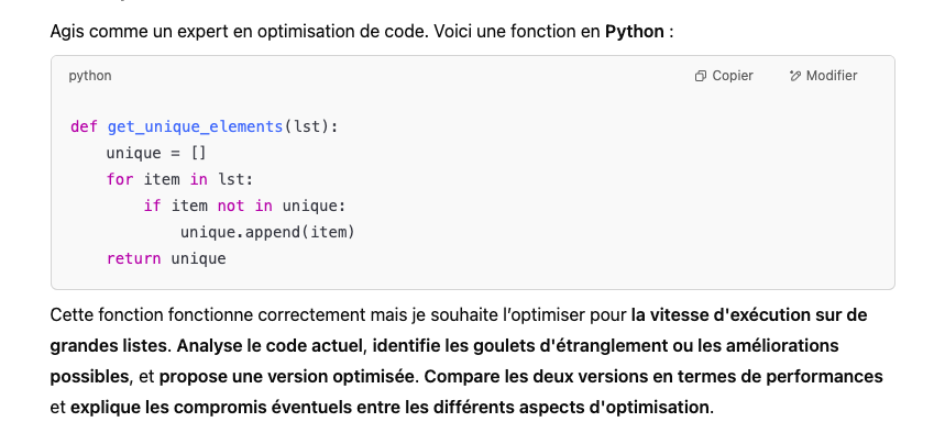 Prompt ChatGPT pour l'Optimisation de Code