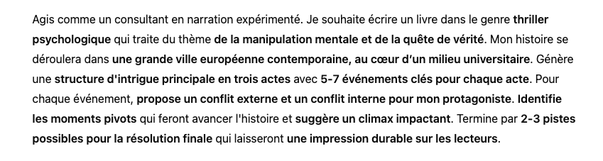 Prompt ChatGPT pour la Conception de l'Intrigue Principale