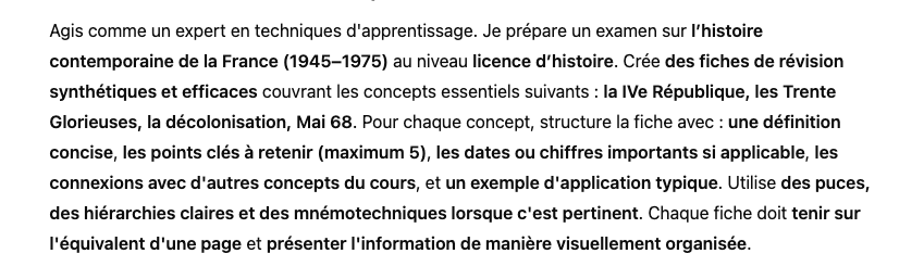 Prompt ChatGPT pour la Création de Fiches de Révision
