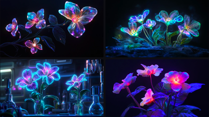 Prompt Midjourney pour l'Art Floral Futuriste