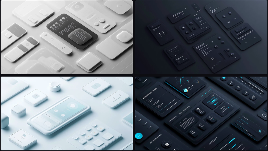 Prompt Midjourney pour l'UI et le Web Design Neumorphique