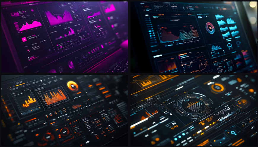 Prompt Midjourney pour l'UI et le Web Design d'un Dashboard Analytique