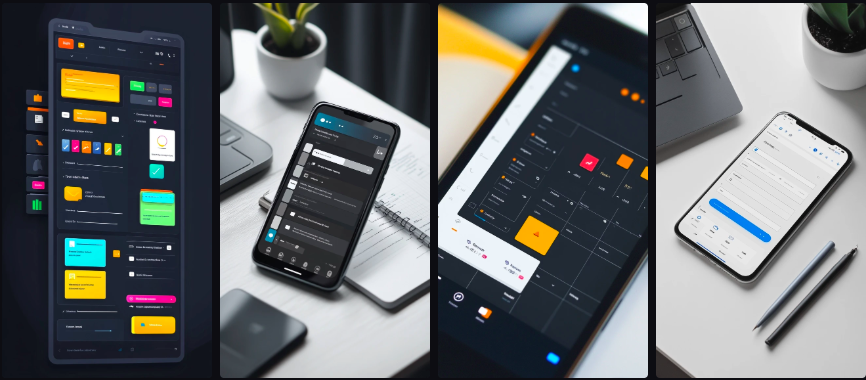 Prompt Midjourney pour l'UI et le Web Design d'une Application de Productivité