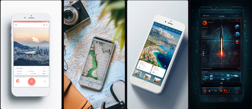 Prompt Midjourney pour l'UI et le Web Design d'une Application de Voyage