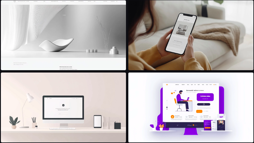 Prompt Midjourney pour l'UI et le Web Design d'une Landing Page Minimaliste