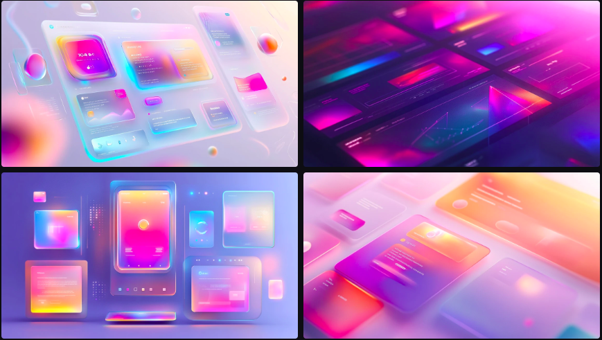 Prompt Midjourney pour l'UI et le Web Design en Glassmorphisme