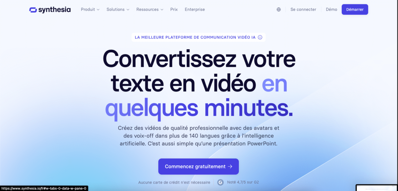 Synthesia - outils IA pour les start-up